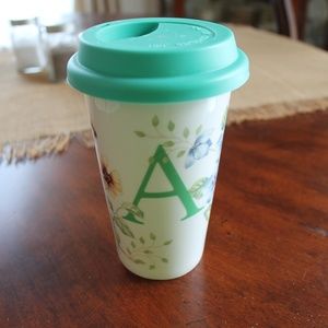 LENOX - 'A' Monogrammed Travel Mug with Lid